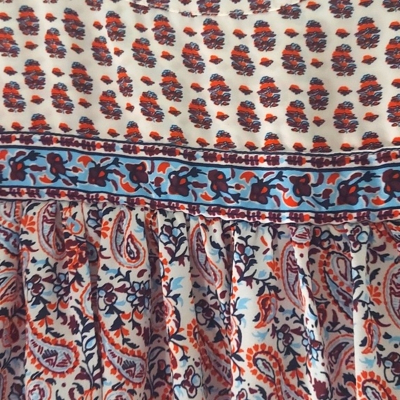 GAP Blue Orange Paisley Peasant flowy hippy Blouse  Swing Top tunic sz M - Picture 10 of 11